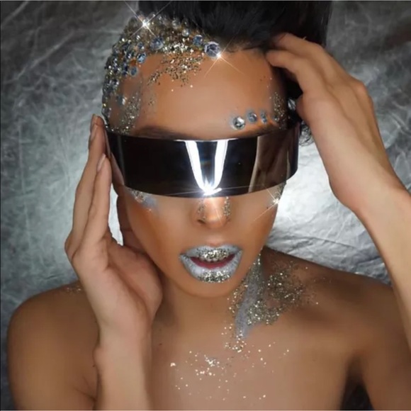 Accessories - Silver sunglasses mirror club rave festival burning man sheild wrap goggles sexy